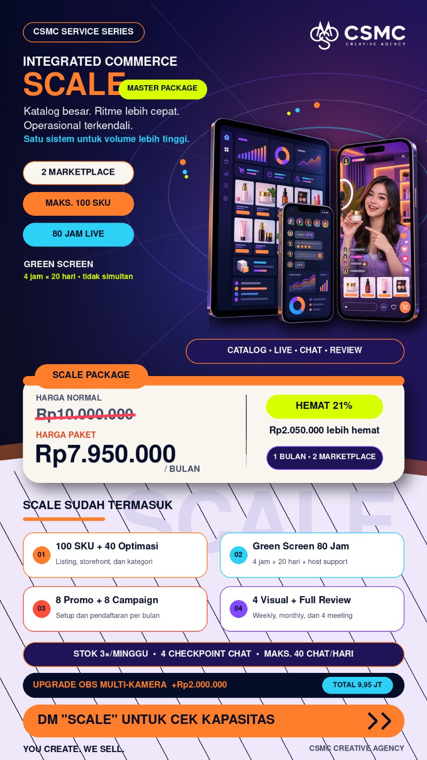 Pricelist Commerce Scale: Rp7.950.000 per bulan